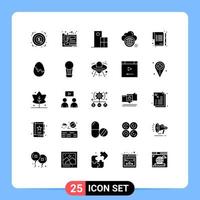 Mobile Interface Solid Glyph Set of 25 Pictograms of world computing design cloud modern Editable Vector Design Elements