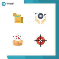 Mobile Interface Flat Icon Set of 4 Pictograms of check party featured dj love Editable Vector Design Elements