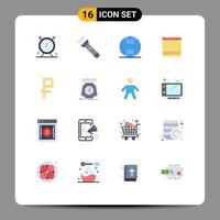 Mobile Interface Flat Color Set of 16 Pictograms of hardware control camping console security Editable Pack of Creative Vector Design Elements