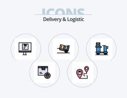 Delivery And Logistic Line Filled Icon Pack 5 Icon Design. management. calendar. placeholder. shipping. network vector