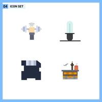 Mobile Interface Flat Icon Set of 4 Pictograms of dumbbell memory power star wars airport Editable Vector Design Elements