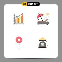 User Interface Pack of 4 Basic Flat Icons of graph person diagram trends sunbathe Editable Vector Design Elements