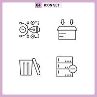 Set of 4 Modern UI Icons Symbols Signs for file environment digital logistic trash Editable Vector Design Elements