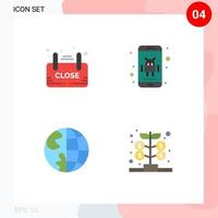 4 Thematic Vector Flat Icons and Editable Symbols of close communication advertisement application contact us Editable Vector Design Elements
