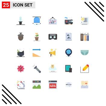 User Interface Pack of 25 Basic Flat Colors of document security frame fire picture Editable Vector Design Elements
