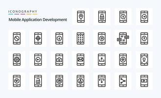 25 Mobile Application Development Line icon pack vector