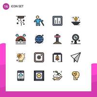 Set of 16 Modern UI Icons Symbols Signs for forecast lamp chart flame light Editable Creative Vector Design Elements