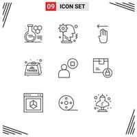 Universal Icon Symbols Group of 9 Modern Outlines of tax heavy personal duties left Editable Vector Design Elements