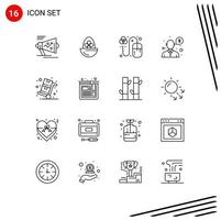 Modern Set of 16 Outlines and symbols such as support money egg help mouse Editable Vector Design Elements