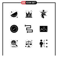 Pictogram Set of 9 Simple Solid Glyphs of heating wireframe leak ux layout Editable Vector Design Elements