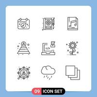 Modern Set of 9 Outlines Pictograph of develop structure service pyramid sample Editable Vector Design Elements