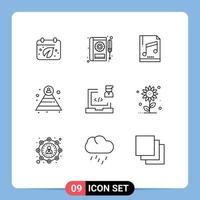 Modern Set of 9 Outlines Pictograph of develop structure service pyramid sample Editable Vector Design Elements