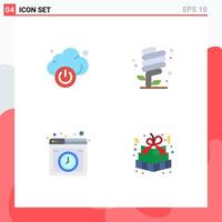 Modern Set of 4 Flat Icons Pictograph of cloud hosting earth day environmental protection online Editable Vector Design Elements