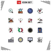 Modern Set of 16 Flat Color Filled Lines and symbols such as amulet face restore carnival mask Editable Creative Vector Design Elements