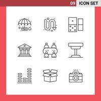 Universal Icon Symbols Group of 9 Modern Outlines of table casino casino ireland institution Editable Vector Design Elements