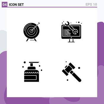 usuario interfaz paquete de básico sólido glifos de objetivo web negocio éxito limpieza editable vector diseño elementos