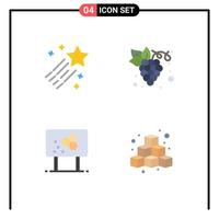 Set of 4 Commercial Flat Icons pack for asteroid biology star grape formula Editable Vector Design Elements