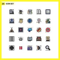 Filled line Flat Color Pack of 25 Universal Symbols of analytics files relax documents copy Editable Vector Design Elements