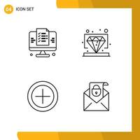 Group of 4 Filledline Flat Colors Signs and Symbols for development money website value mail Editable Vector Design Elements