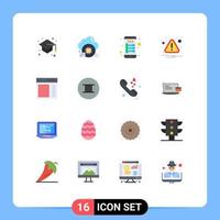 Modern Set of 16 Flat Colors and symbols such as right communication internet banking attention caution Editable Pack of Creative Vector Design Elements