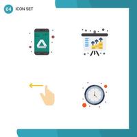 4 Universal Flat Icons Set for Web and Mobile Applications app gestures storage income left Editable Vector Design Elements