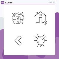 Pictogram Set of 4 Simple Filledline Flat Colors of backup arrow server charge backword Editable Vector Design Elements