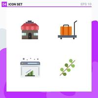 4 Creative Icons Modern Signs and Symbols of building internet baggage weight catkin Editable Vector Design Elements