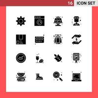 Set of 16 Modern UI Icons Symbols Signs for e welder cake profession avatar Editable Vector Design Elements