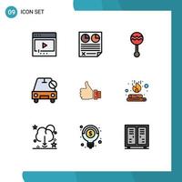 Set of 9 Modern UI Icons Symbols Signs for no car paper sound maracas Editable Vector Design Elements