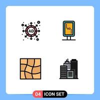 Set of 4 Modern UI Icons Symbols Signs for ad warp board banner board business Editable Vector Design Elements