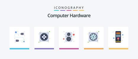 Computer Hardware Flat 5 Icon Pack Including pc. computer. hardware. hardware. computer. Creative Icons Design vector