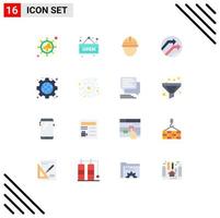 Pack of 16 Modern Flat Colors Signs and Symbols for Web Print Media such as web gear helmet report business Editable Pack of Creative Vector Design Elements