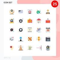 Universal Icon Symbols Group of 25 Modern Flat Colors of labour labour man online temperature global Editable Vector Design Elements