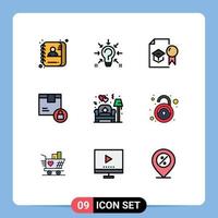 Set of 9 Modern UI Icons Symbols Signs for product delivery suggestion box study Editable Vector Design Elements