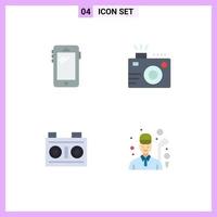 Mobile Interface Flat Icon Set of 4 Pictograms of phone summer huawei lens media Editable Vector Design Elements