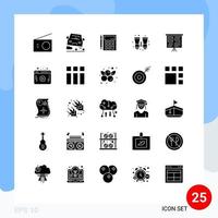 Editable Vector Line Pack of 25 Simple Solid Glyphs of search binocular accounting math calculator Editable Vector Design Elements