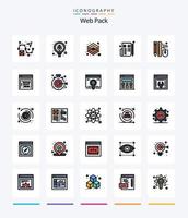 creativo web paquete 25 línea lleno icono paquete tal como ratón. web. diseño. página. navegador vector