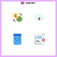 User Interface Pack of 4 Basic Flat Icons of converter sun dollar cloud handbag Editable Vector Design Elements