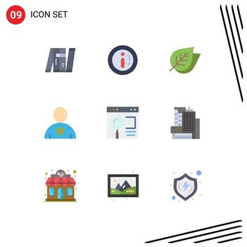 Group of 9 Flat Colors Signs and Symbols for interface user shopping complete spring Editable Vector Design Elements