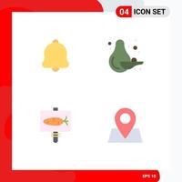 4 Universal Flat Icon Signs Symbols of alert easter sound pear map Editable Vector Design Elements