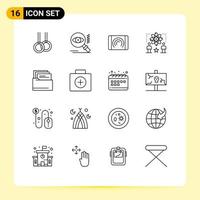 Stock Vector Icon Pack of 16 Line Signs and Symbols for files atom user man physics Editable Vector Design Elements