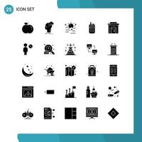 Set of 25 Commercial Solid Glyphs pack for commercial wireless sky receiver phone Editable Vector Design Elements