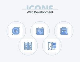 Web Development Blue Icon Pack 5 Icon Design. drawing. design. setting. blueprint. development vector