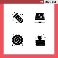 4 Universal Solid Glyph Signs Symbols of science electrical atom help hydro Editable Vector Design Elements