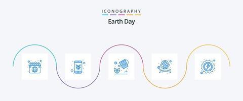 Earth Day Blue 5 Icon Pack Including summer. planet. eco. global. grow vector