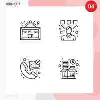 4 User Interface Line Pack of modern Signs and Symbols of drink call cup editor emergency Editable Vector Design Elements