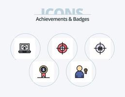 logros y insignias línea lleno icono paquete 5 5 icono diseño. insignia. logros medallas sellos cinta vector