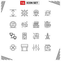 Universal Icon Symbols Group of 16 Modern Outlines of round design seo solution cross lamb Editable Vector Design Elements