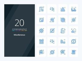 20 Miscellaneous Blue Color icon for presentation vector