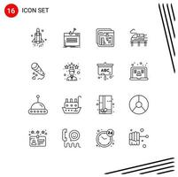 16 Creative Icons Modern Signs and Symbols of mic bullet theft train education Editable Vector Design Elements